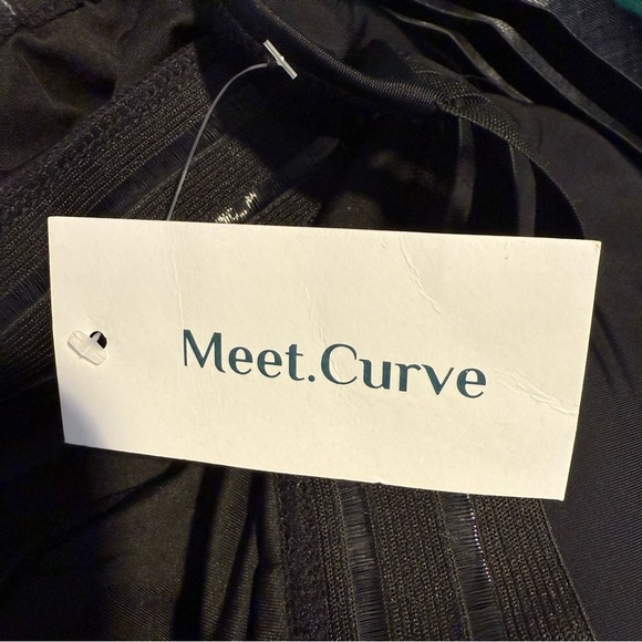 MEET CURVE New Black One Piece Swim Dress Mesh Straps Graceful Plus Size 3X - Picture 11 of 13